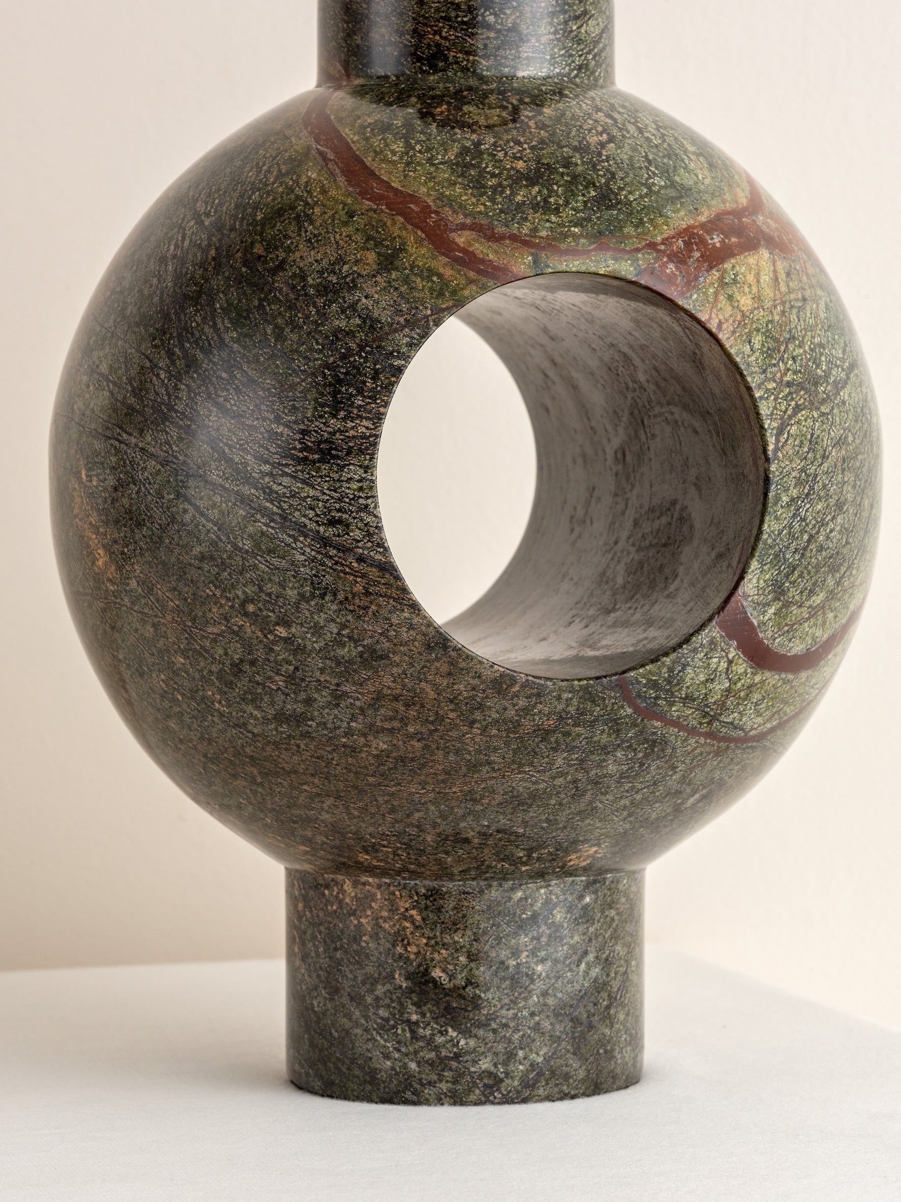 Editions marble lamp with + green lacquer shade