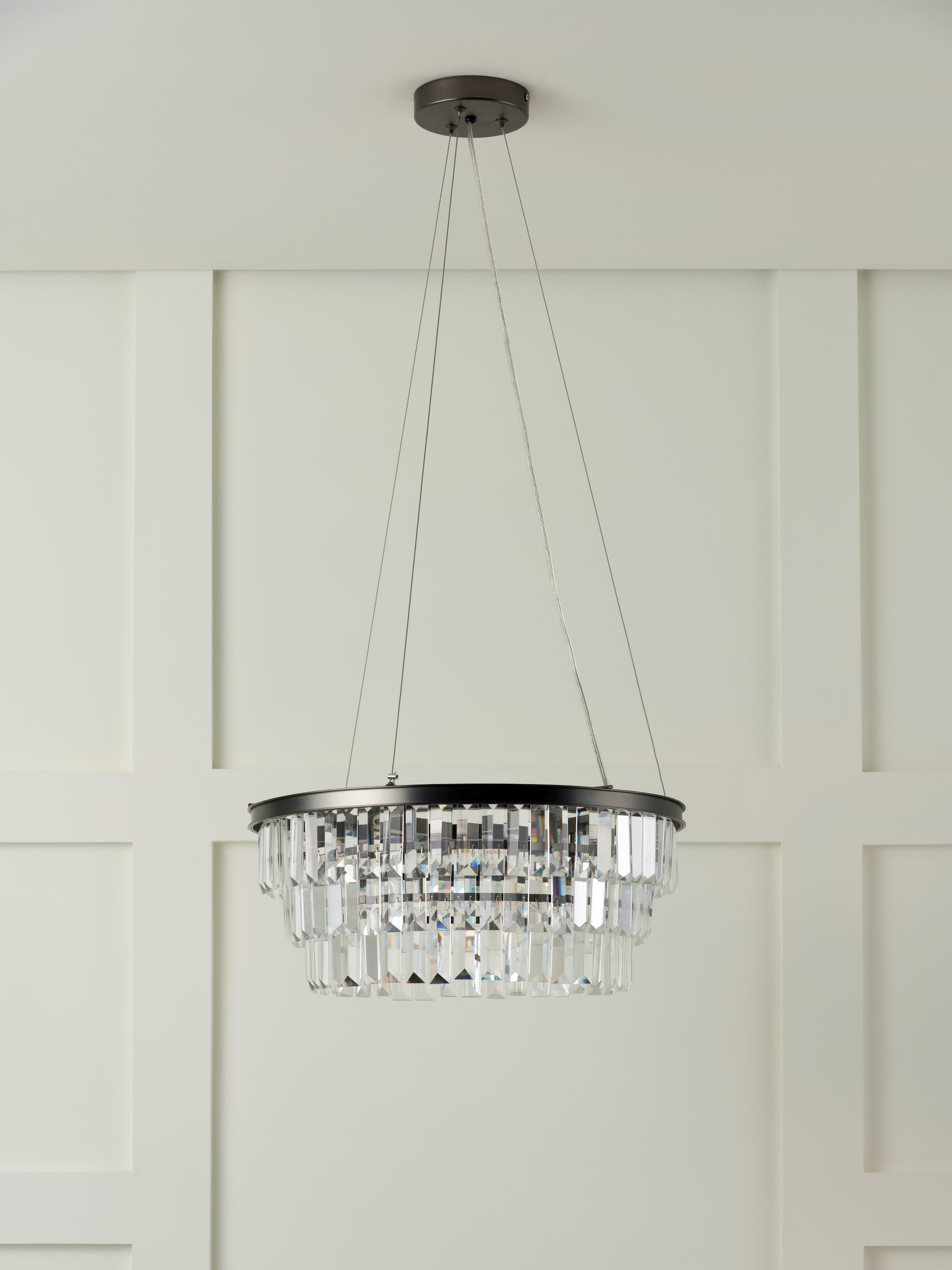 Alila - 5 light graphite silver tiered crystal glass chandelier