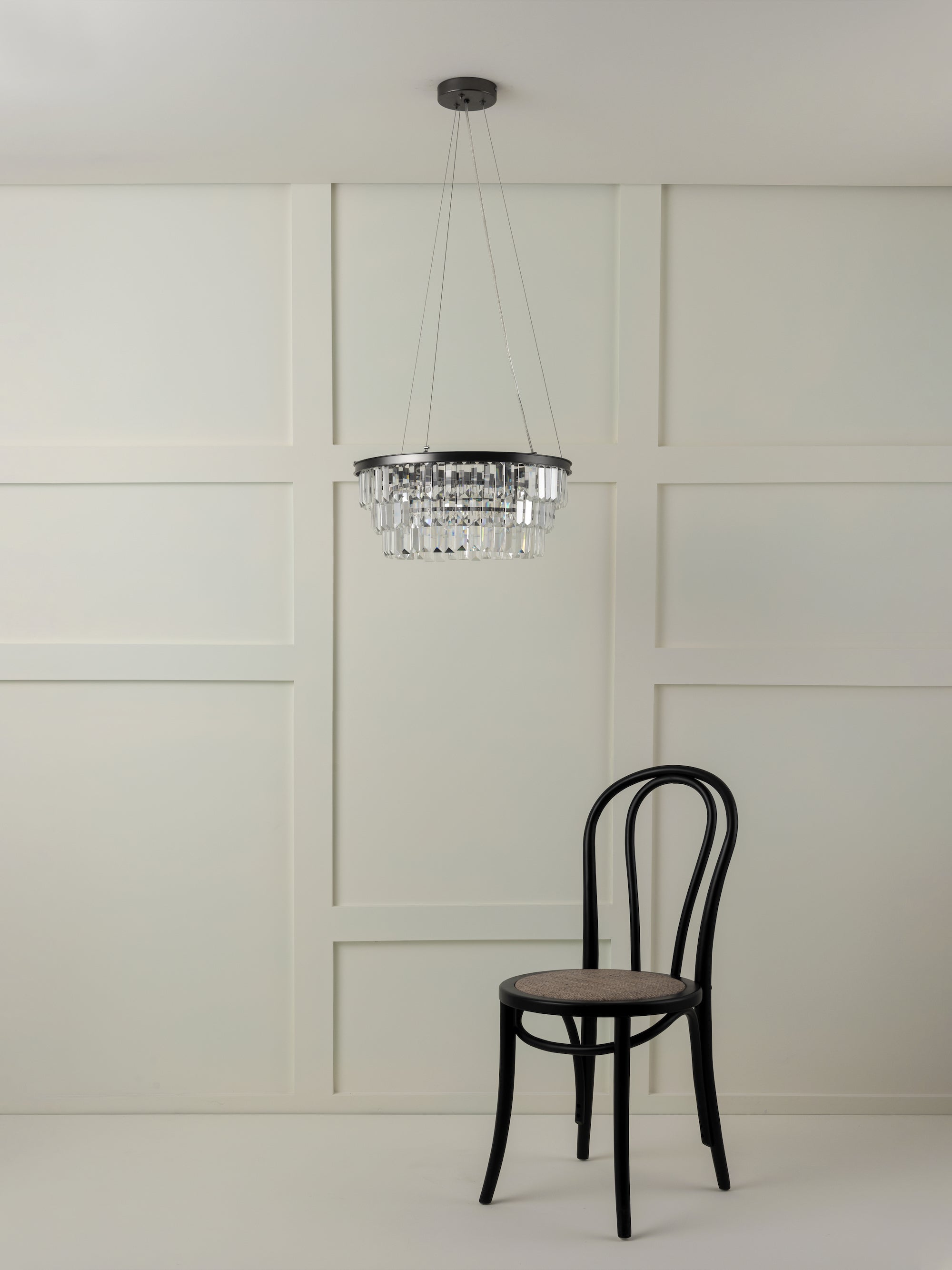 Alila - 5 light graphite silver tiered crystal glass chandelier