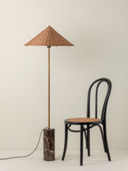 Ardini - 1 light rattan and brown marble floor lamp