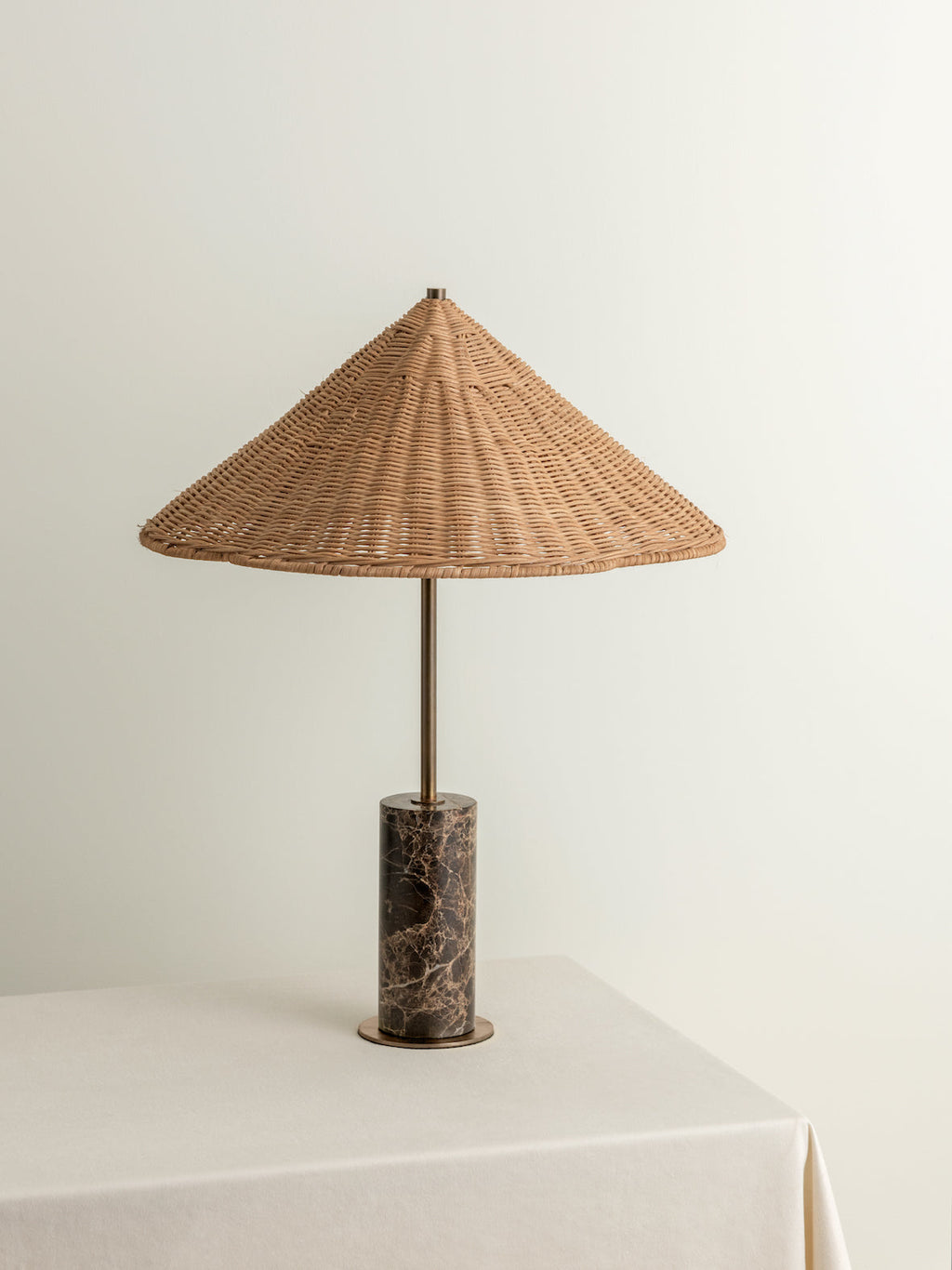 Ardini - 1 light rattan and brown marble table lamp