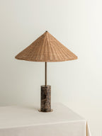 Ardini - 1 light rattan and brown marble table lamp