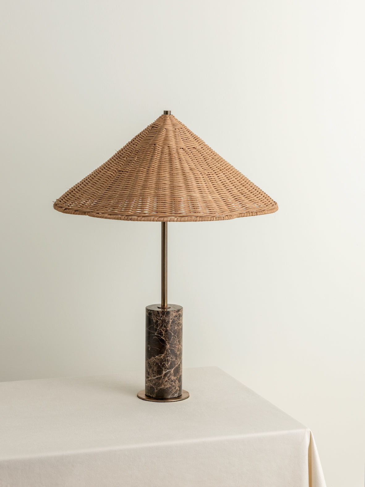 Ardini - 1 light rattan and brown marble table lamp