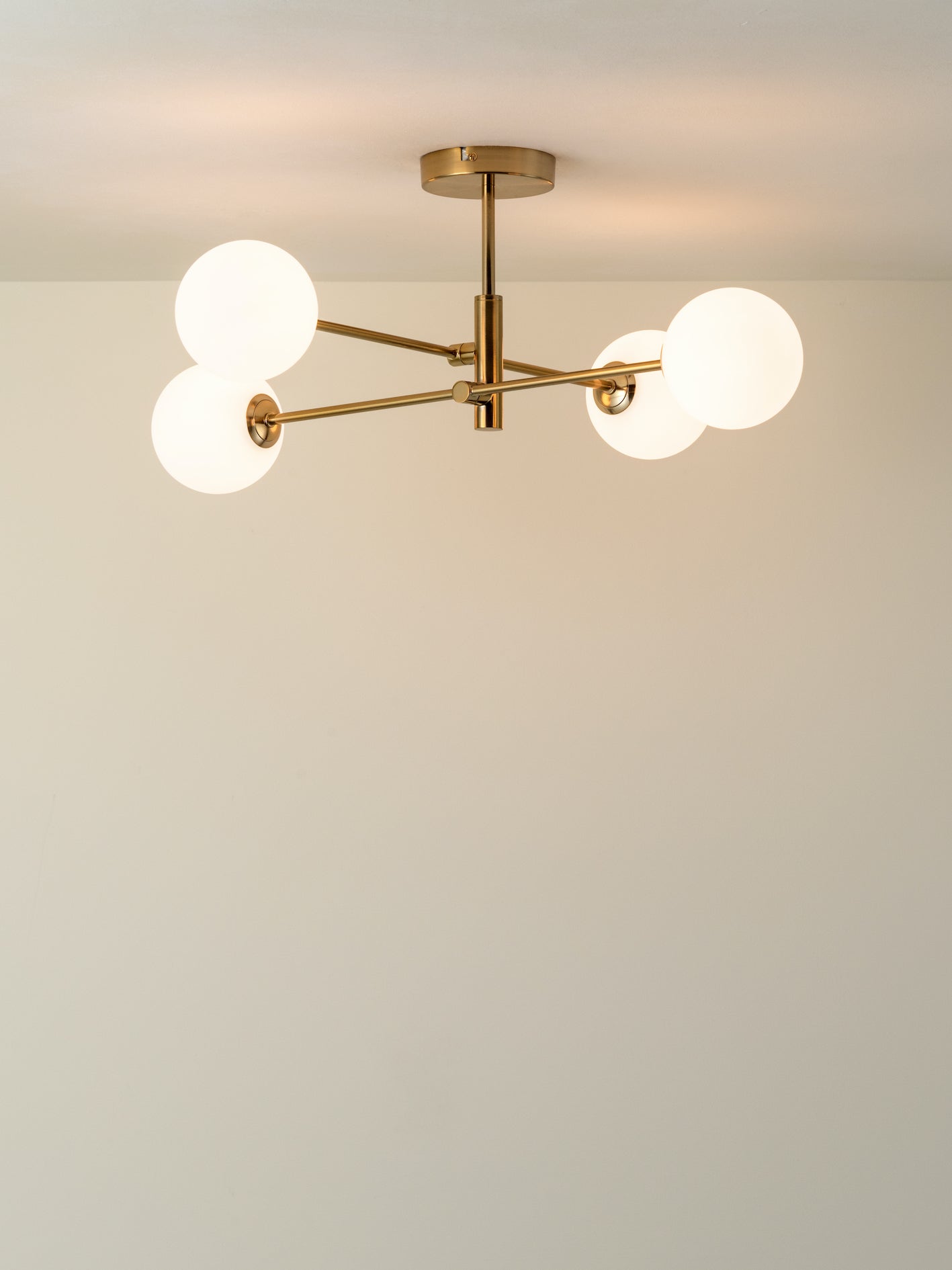 Chelso - 4 light brass and opal flush