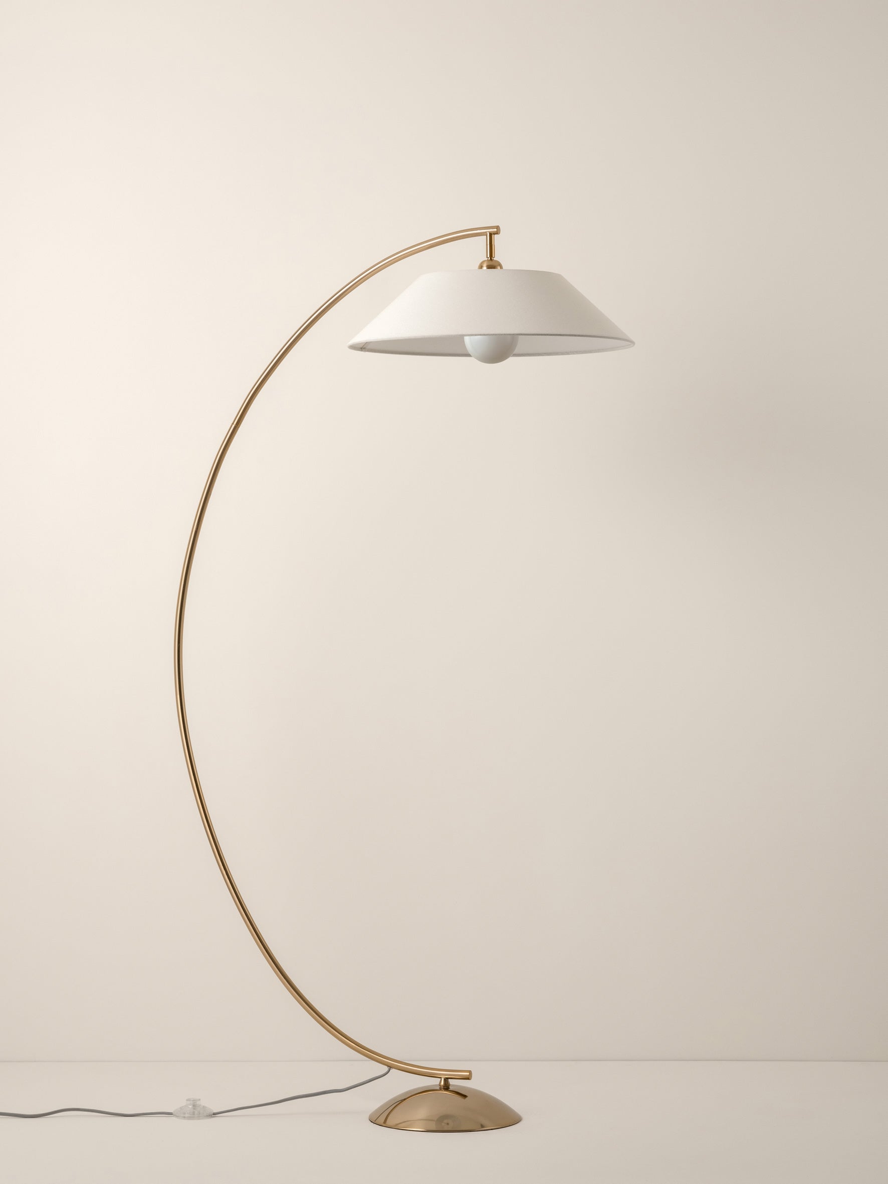 Circo - 1 light arc brass and natural linen floor lamp
