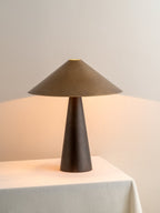 Orta - aged brass and bronze cone table lamp