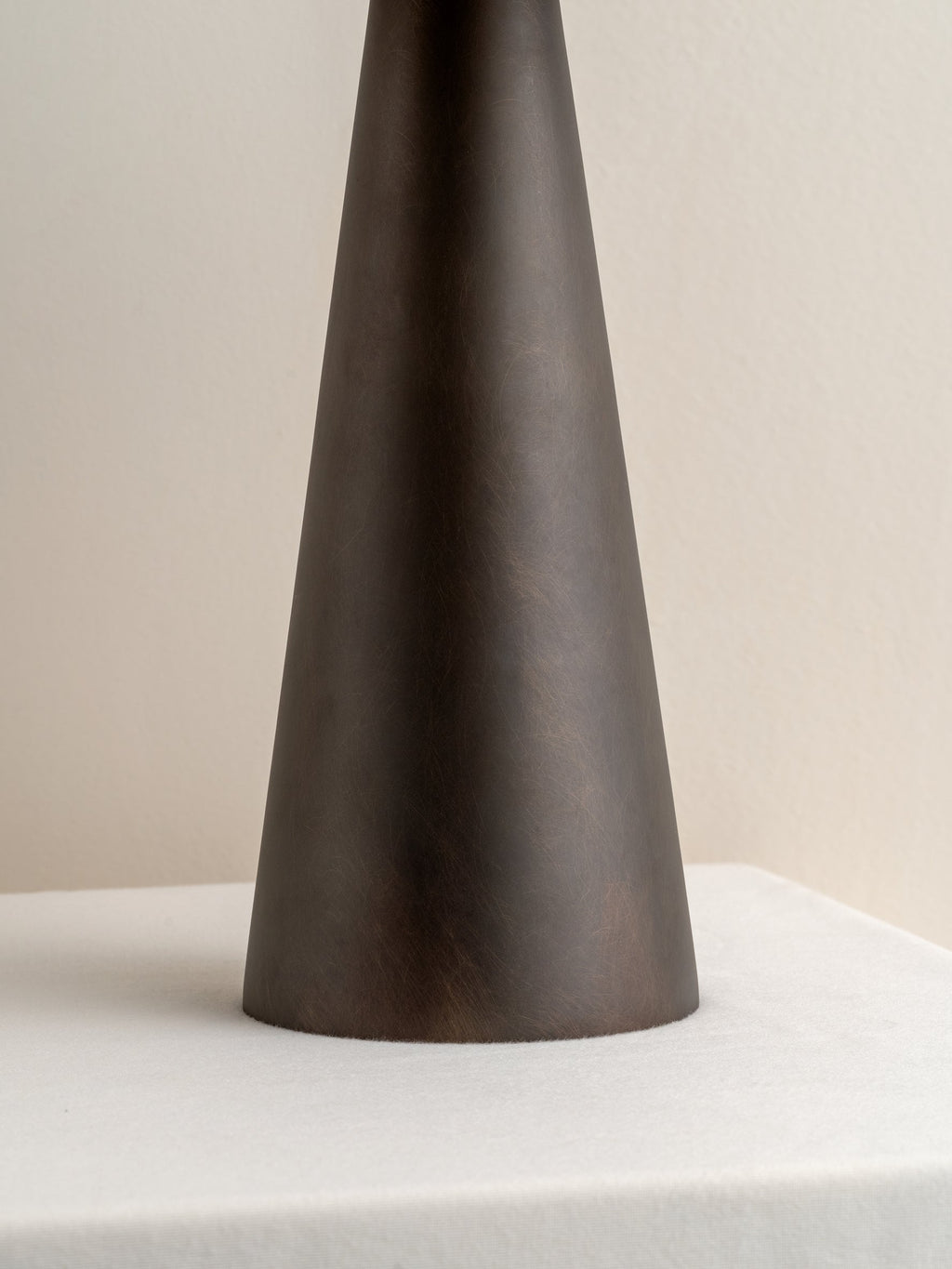 Orta - aged brass and bronze cone table lamp