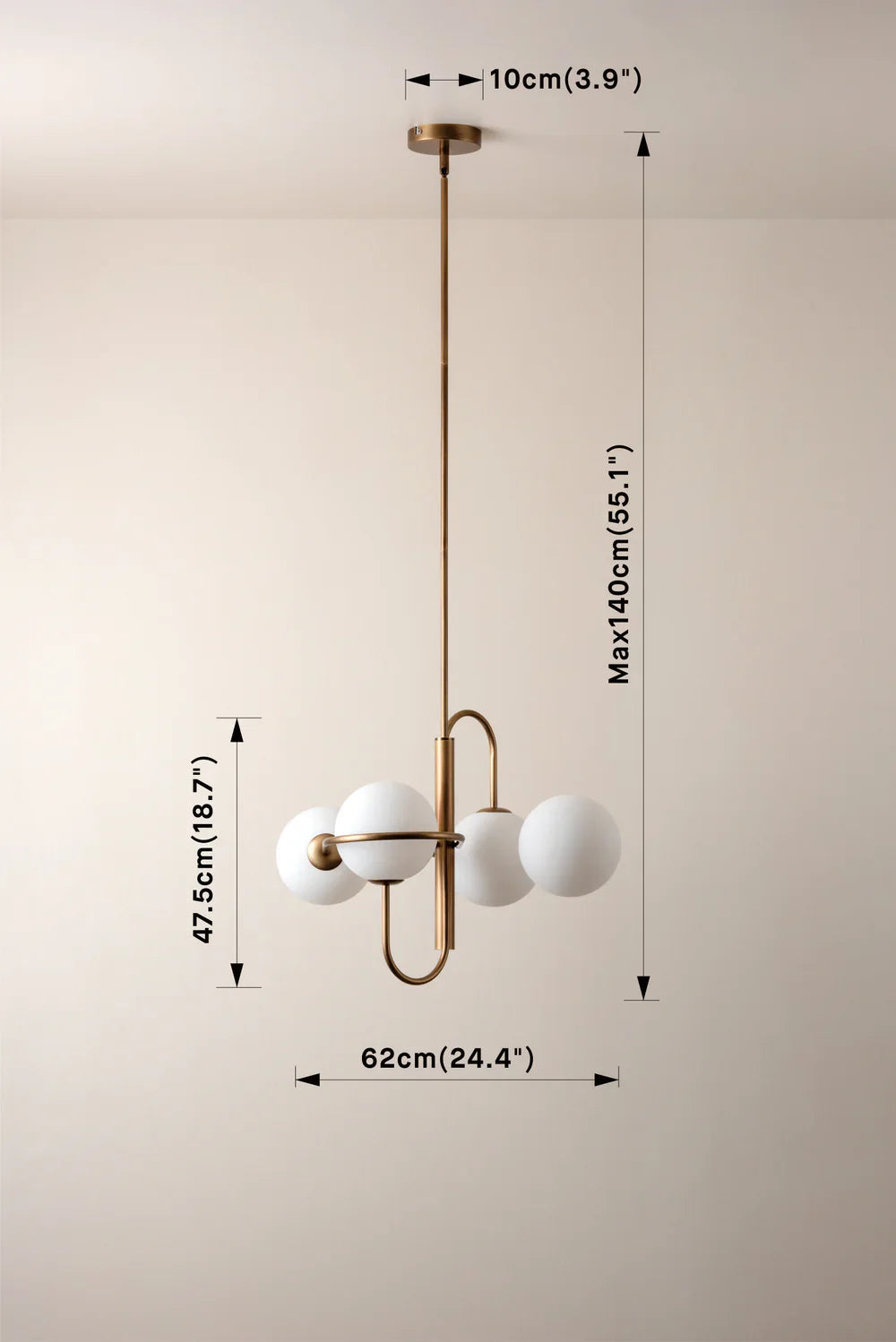 Decora - 4 light aged brass and opal pendant