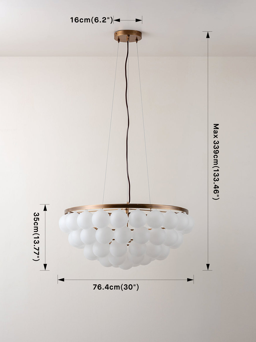 Cloudia - 5 Light large white frosted brass chandelier