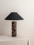 Morola - 1 light large brown marble cylinder table lamp