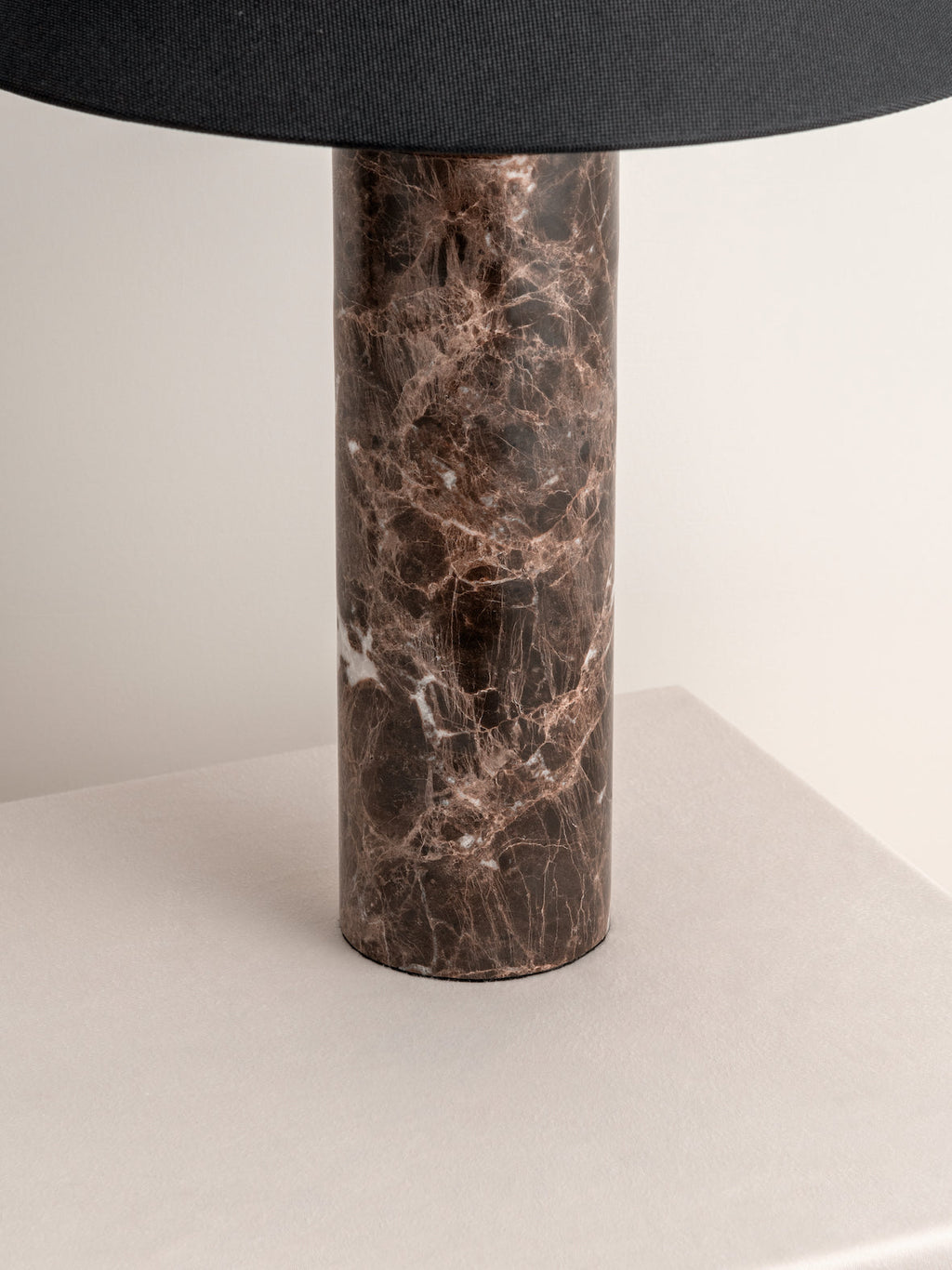 Morola - 1 light large brown marble cylinder table lamp