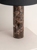 Morola - 1 light large brown marble cylinder table lamp