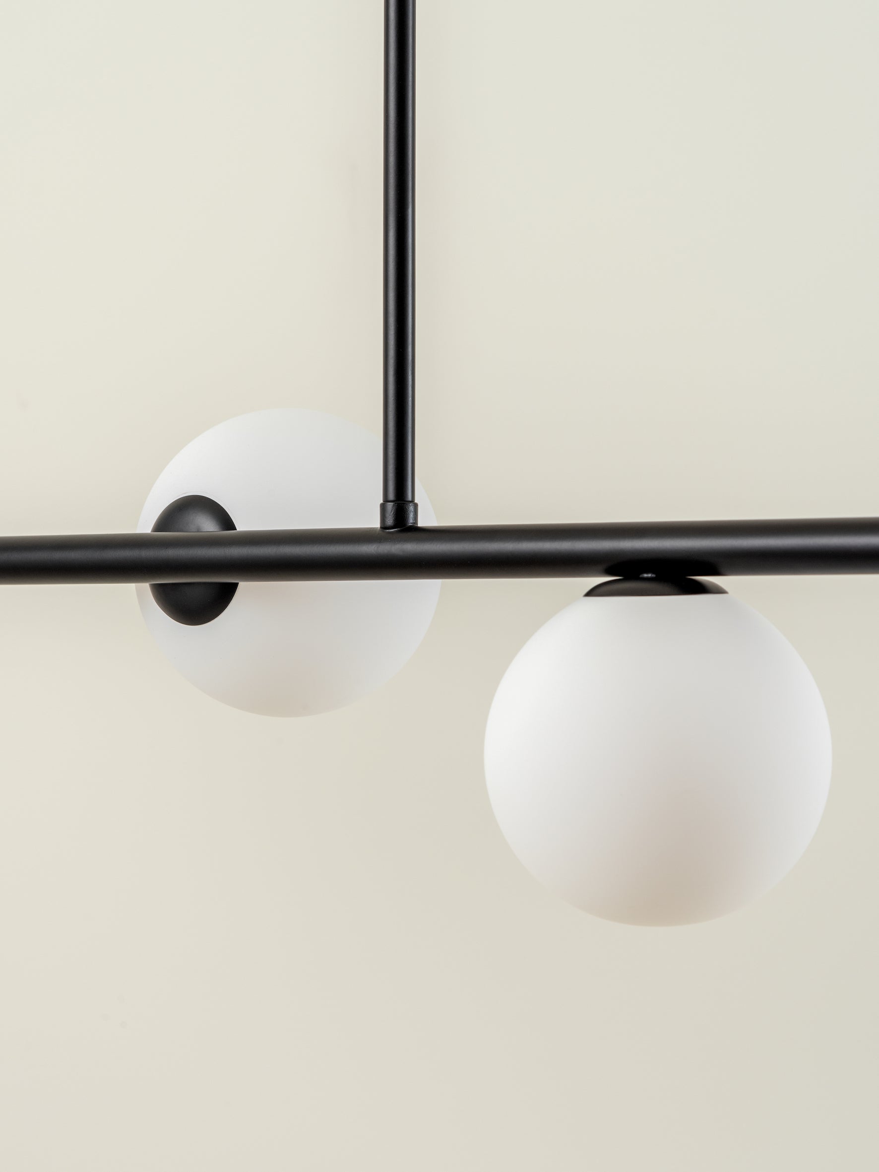 Perch - 4 light matt black and opal pendant bar