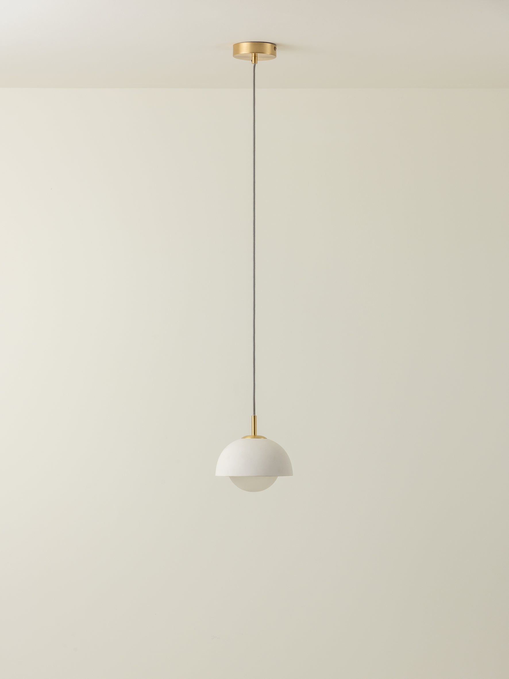 Porsa - 1 light brushed brass and warm white porcelain pendant