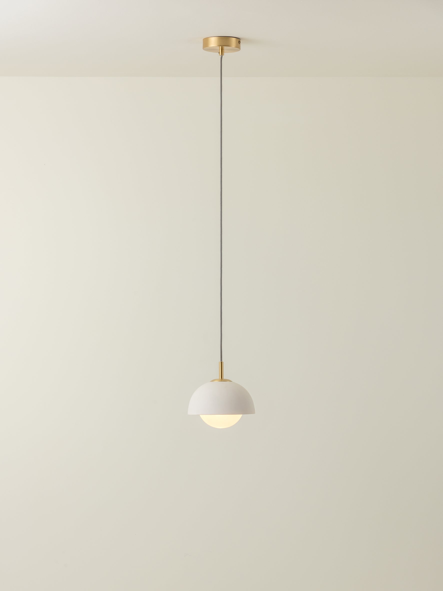 Porsa - 1 light brushed brass and warm white porcelain pendant