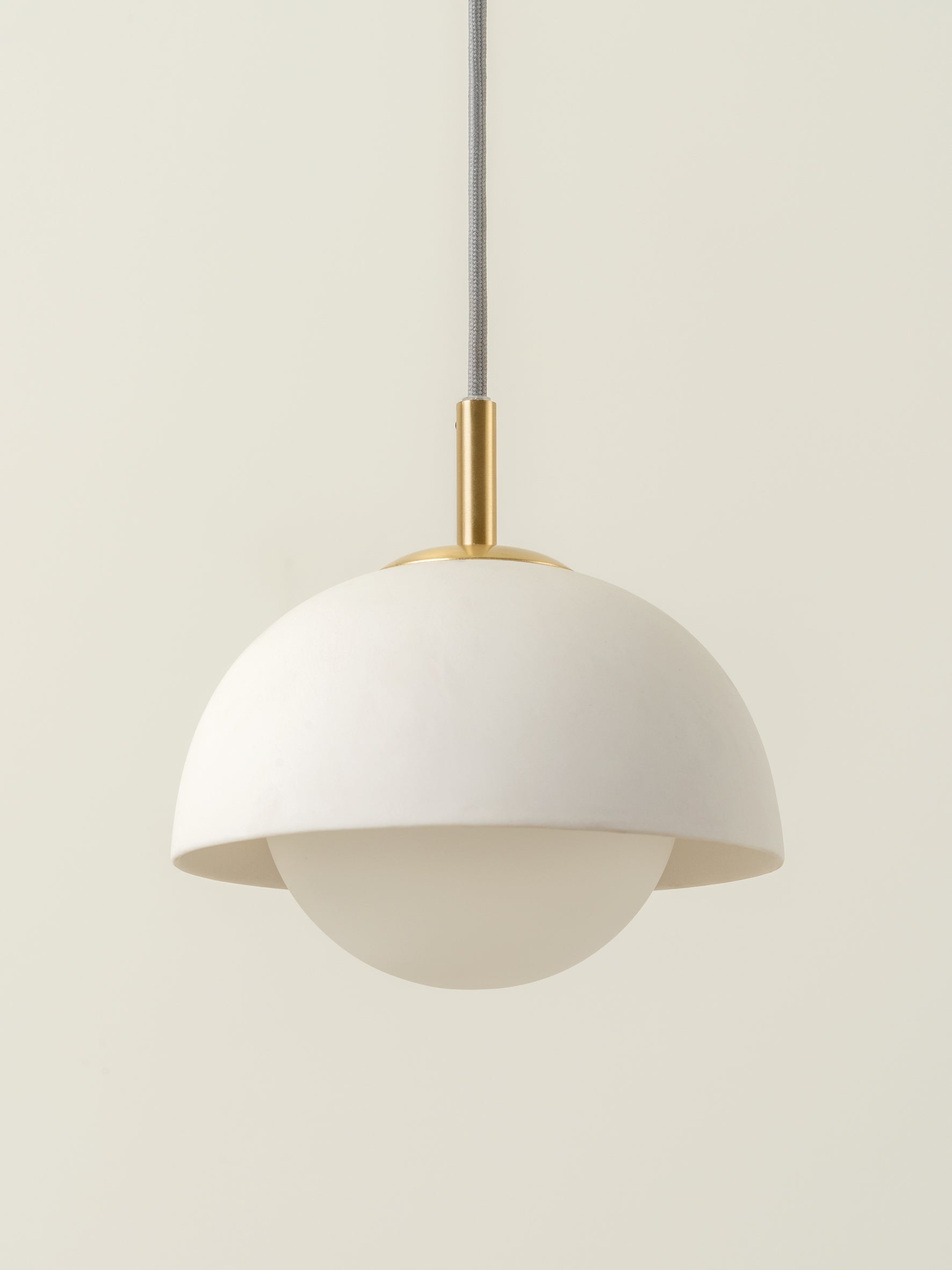 Porsa - 1 light brushed brass and warm white porcelain pendant