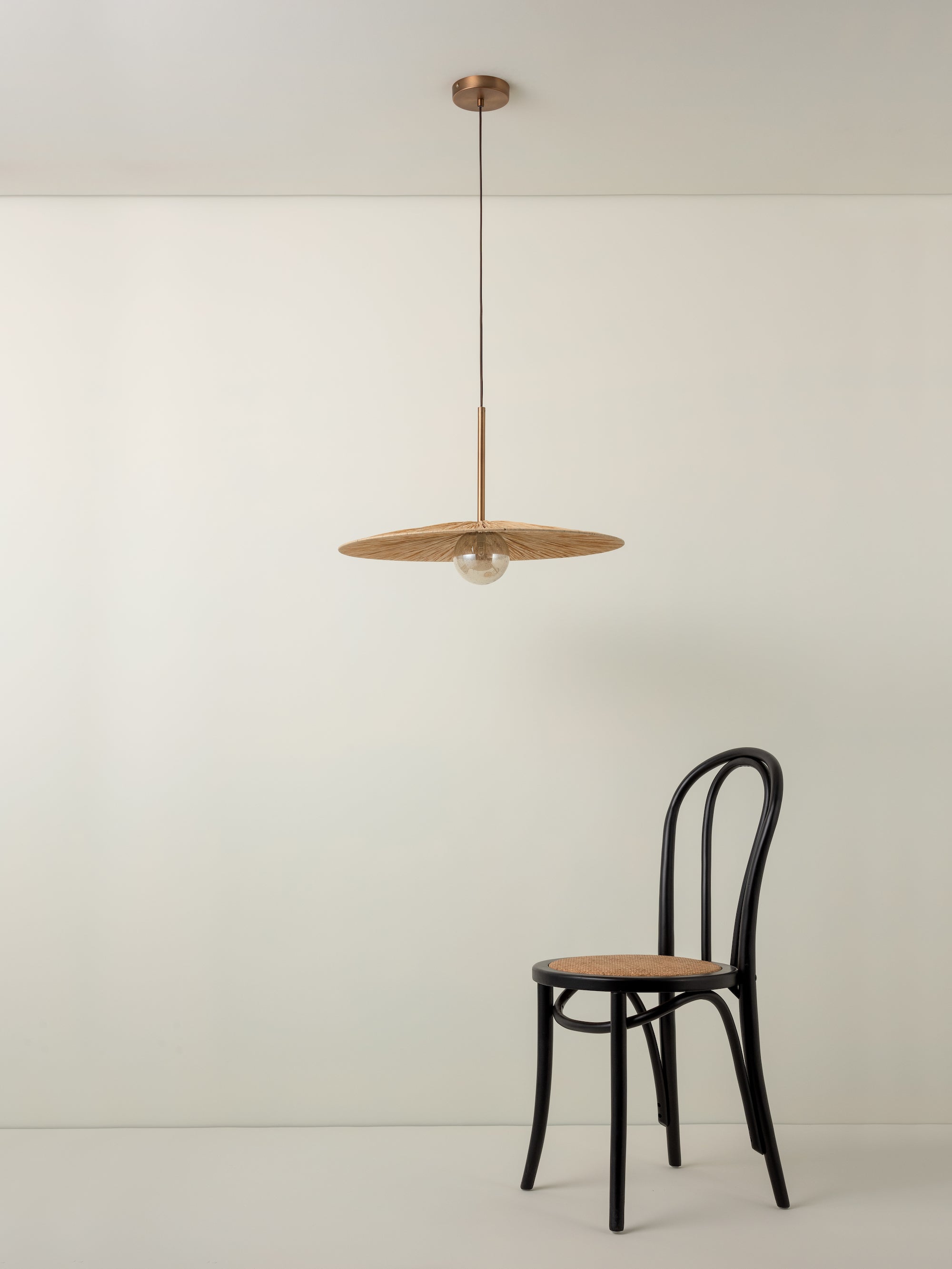 Ridotti - 1 light natural raffia and burnished brass pendant