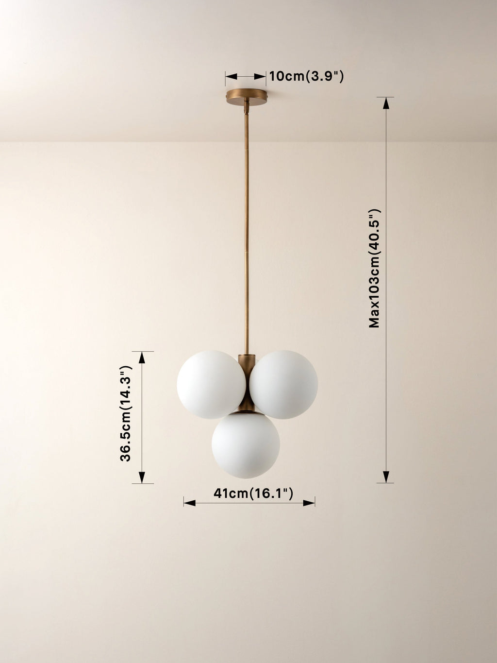 Boule - 4 light brass and opal pendant light