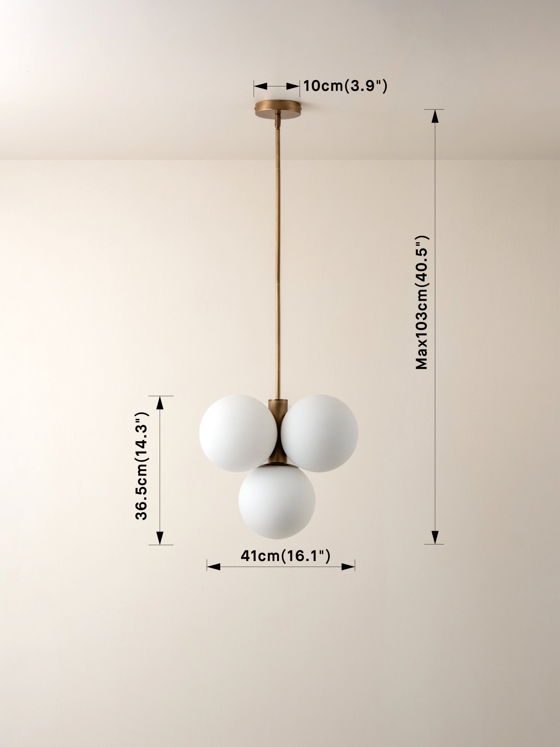 Boule - 4 light brass and opal pendant light