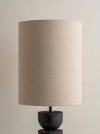 Aska - tall charred wood and natural linen table lamp