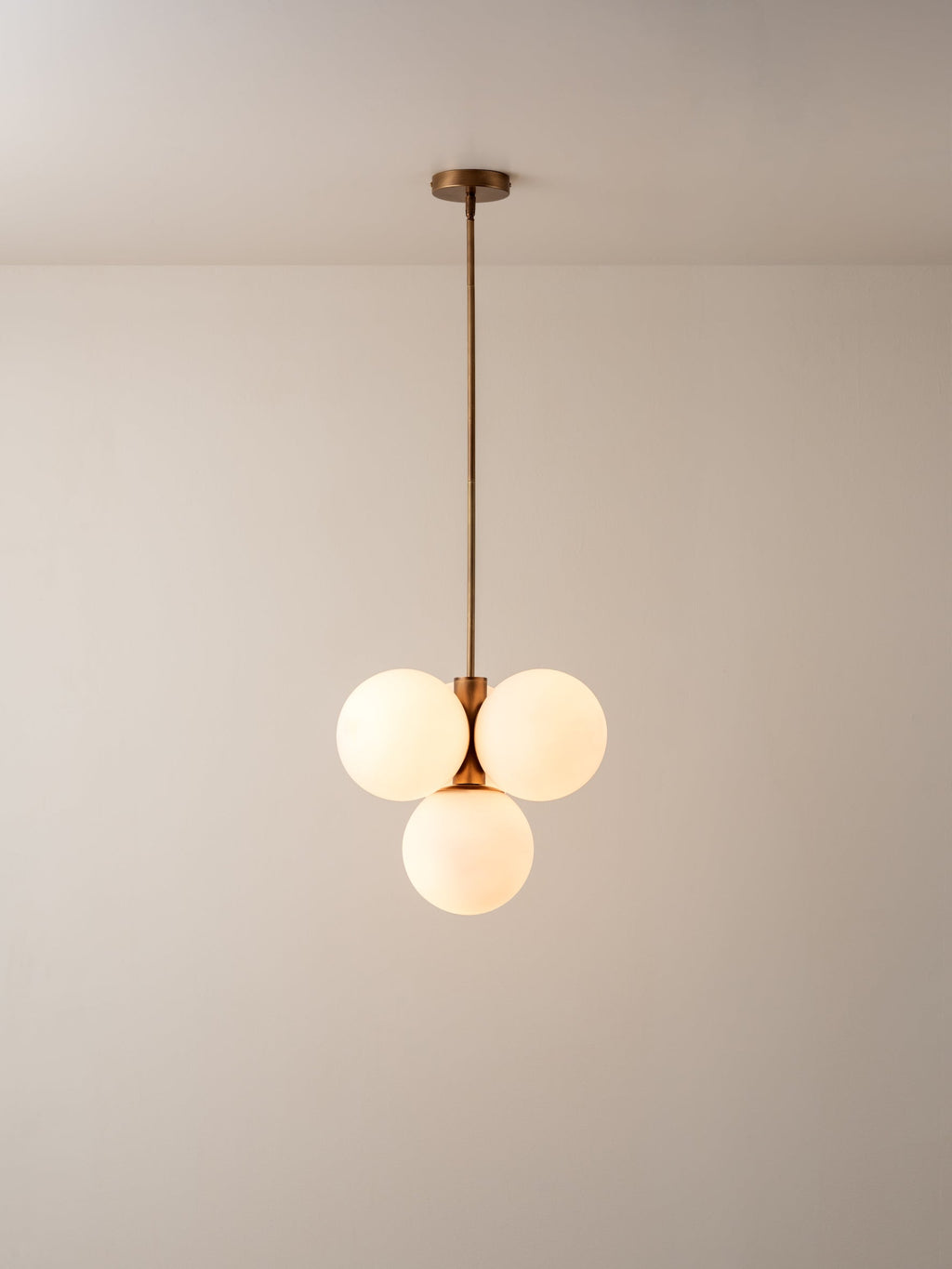 Boule - 4 light brass and opal pendant light