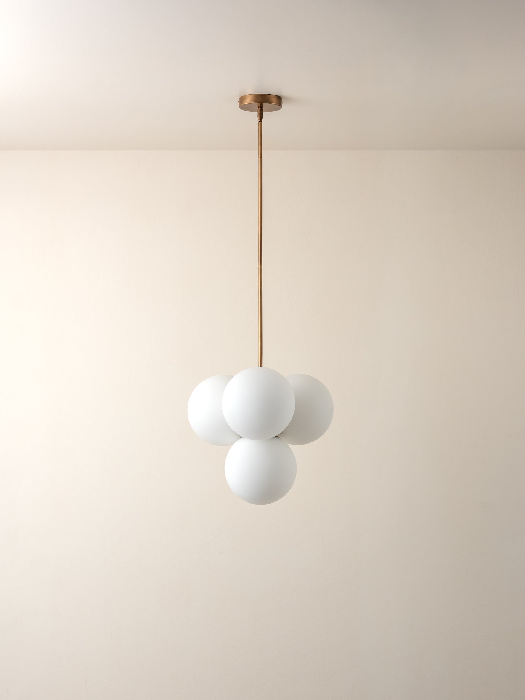 Boule - 4 light brass and opal pendant light
