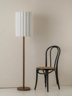 Folia - walnut wood and scalloped natural linen floor lamp