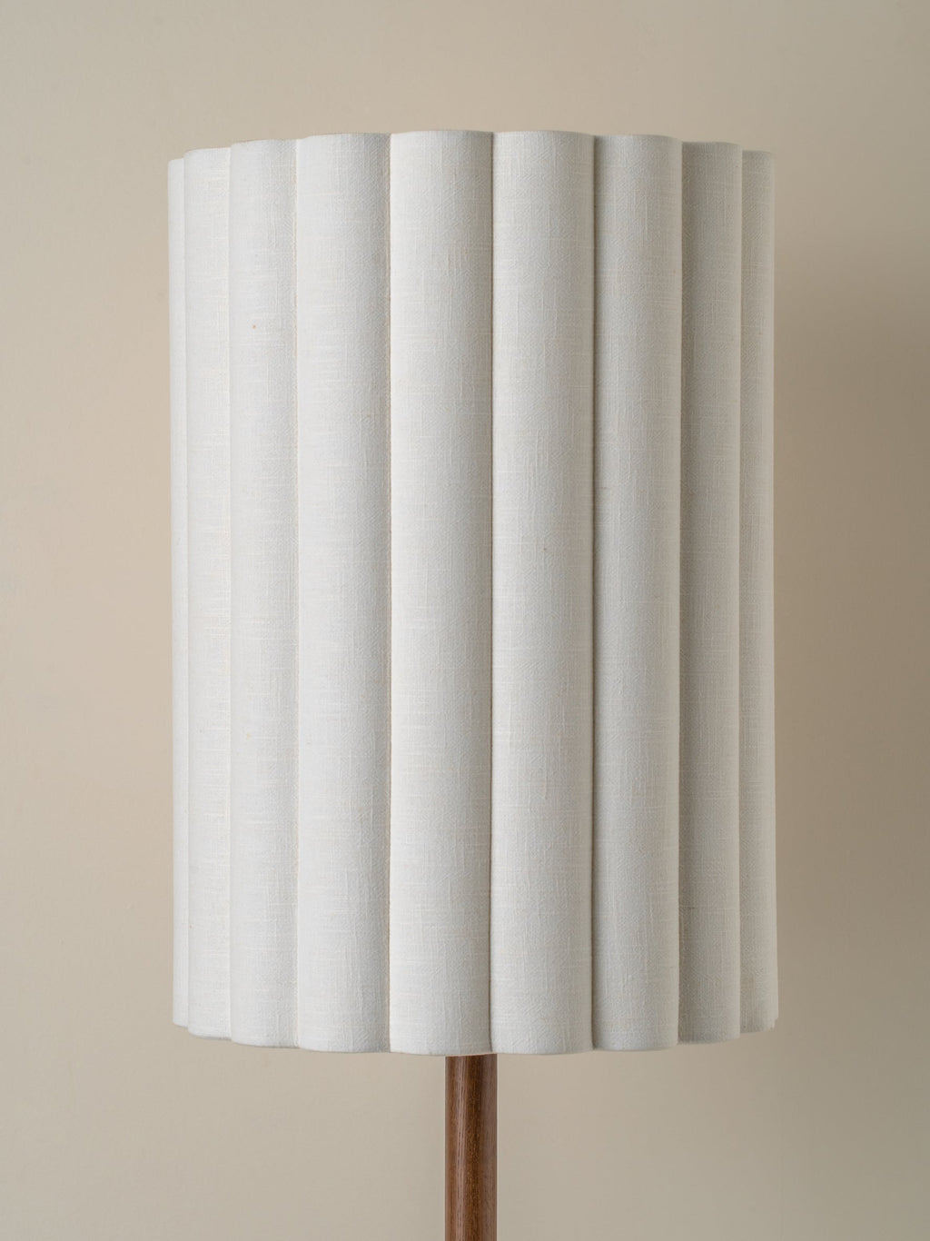 Folia - walnut wood and scalloped natural linen floor lamp