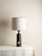 Morton - dark wood and linen table lamp