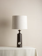 Morton - dark wood and linen table lamp