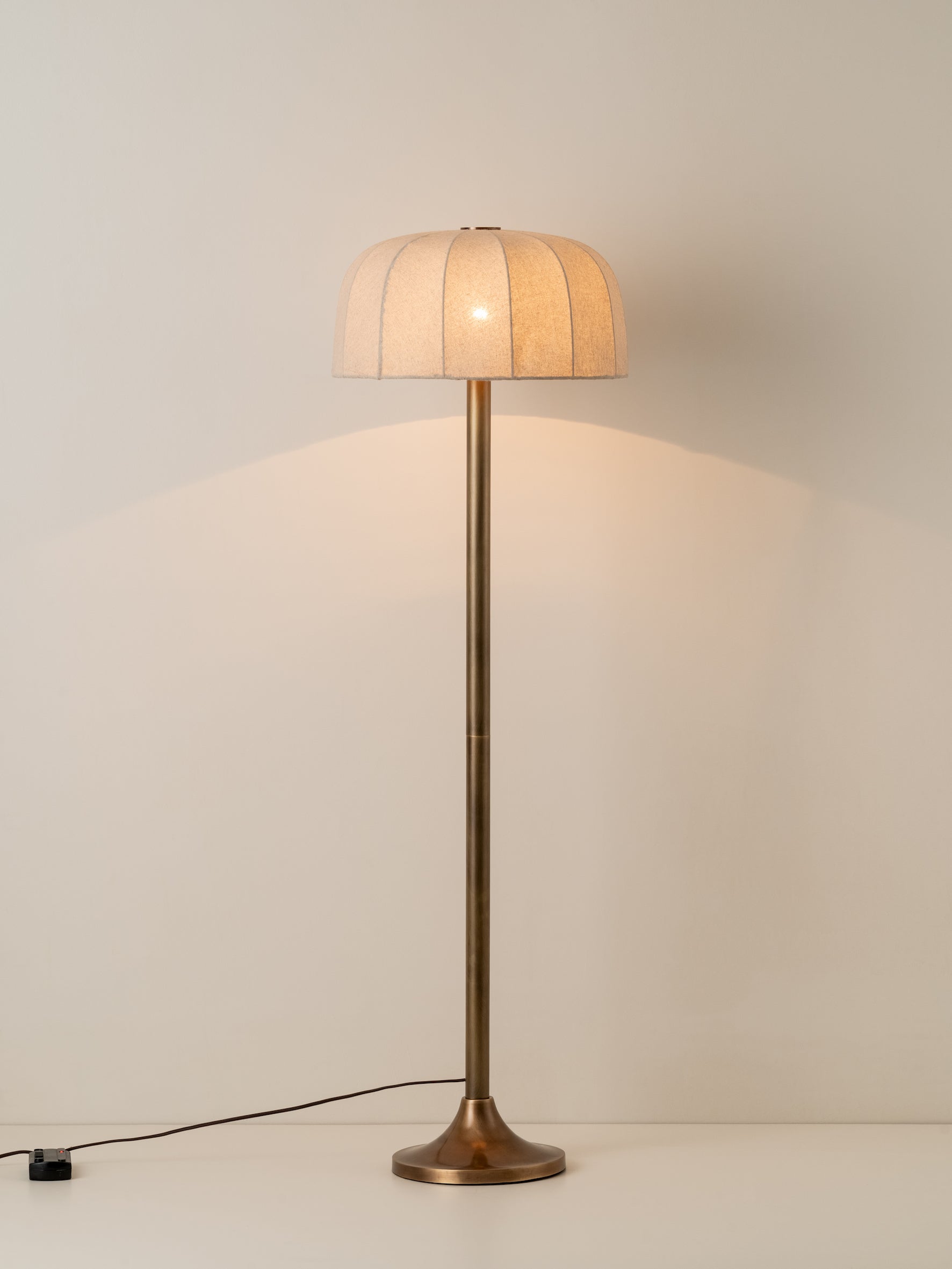 Ottino - aged brass and linen floor lamp