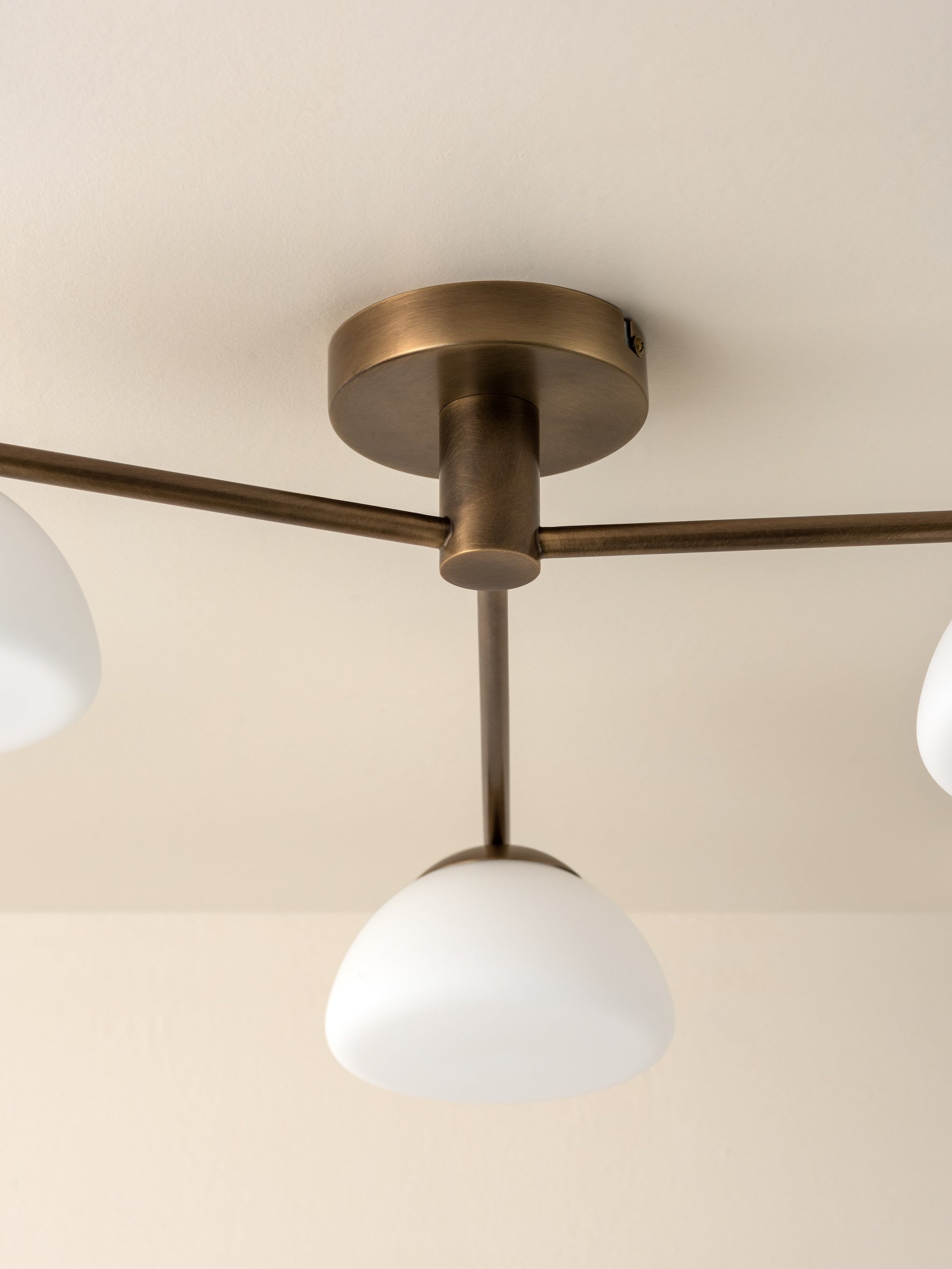 Silio - 3 light aged brass and opal flush