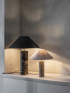 Morola - 1 light large brown marble cylinder table lamp