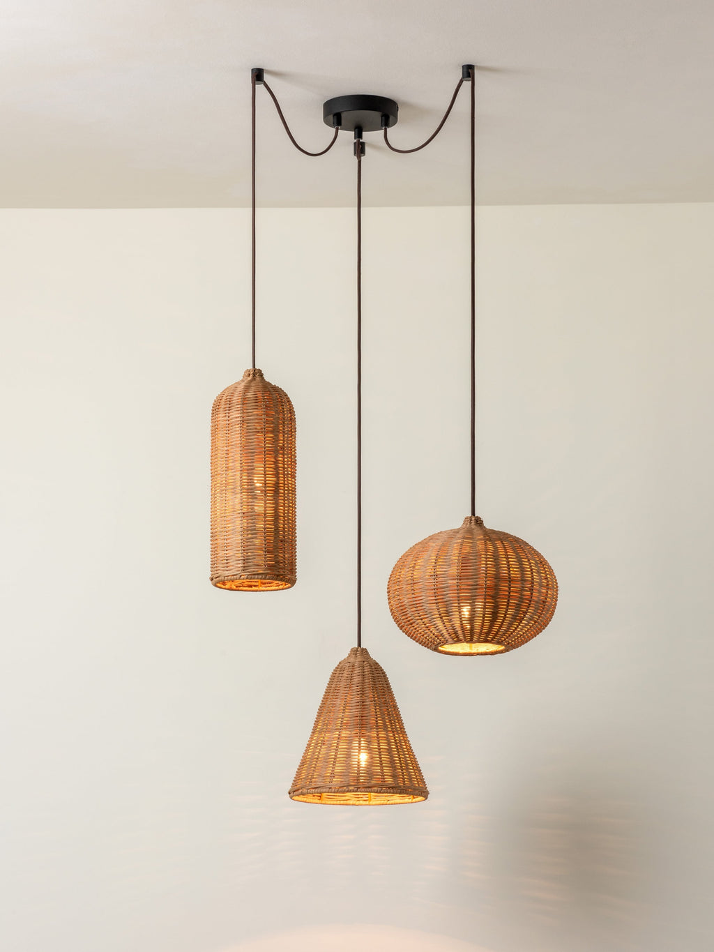 Aditi - 3 light rattan pendant