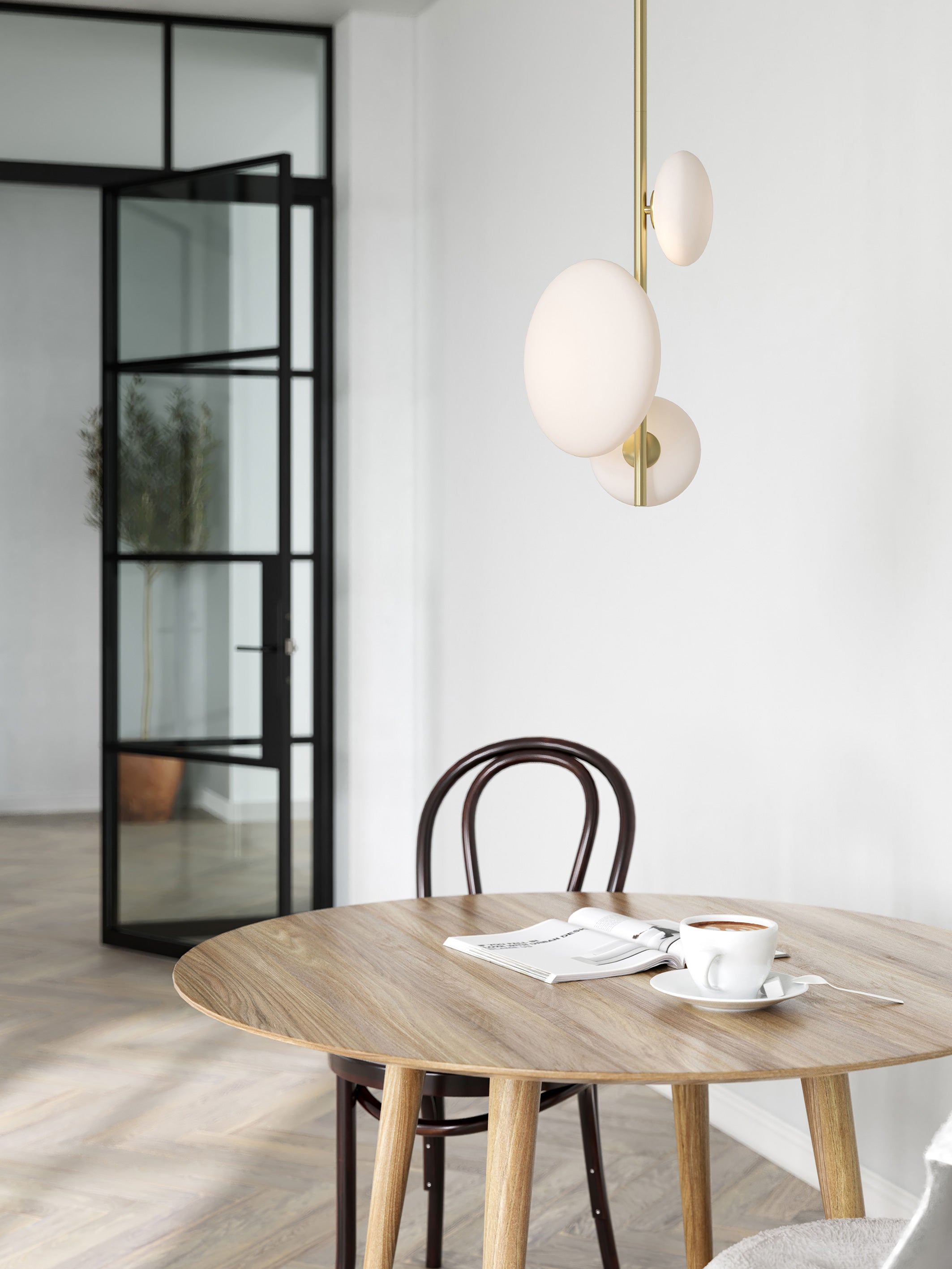 Imperial - 3 light brass and opal pendant