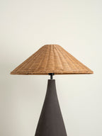 Miata - charcoal concrete and rattan table lamp