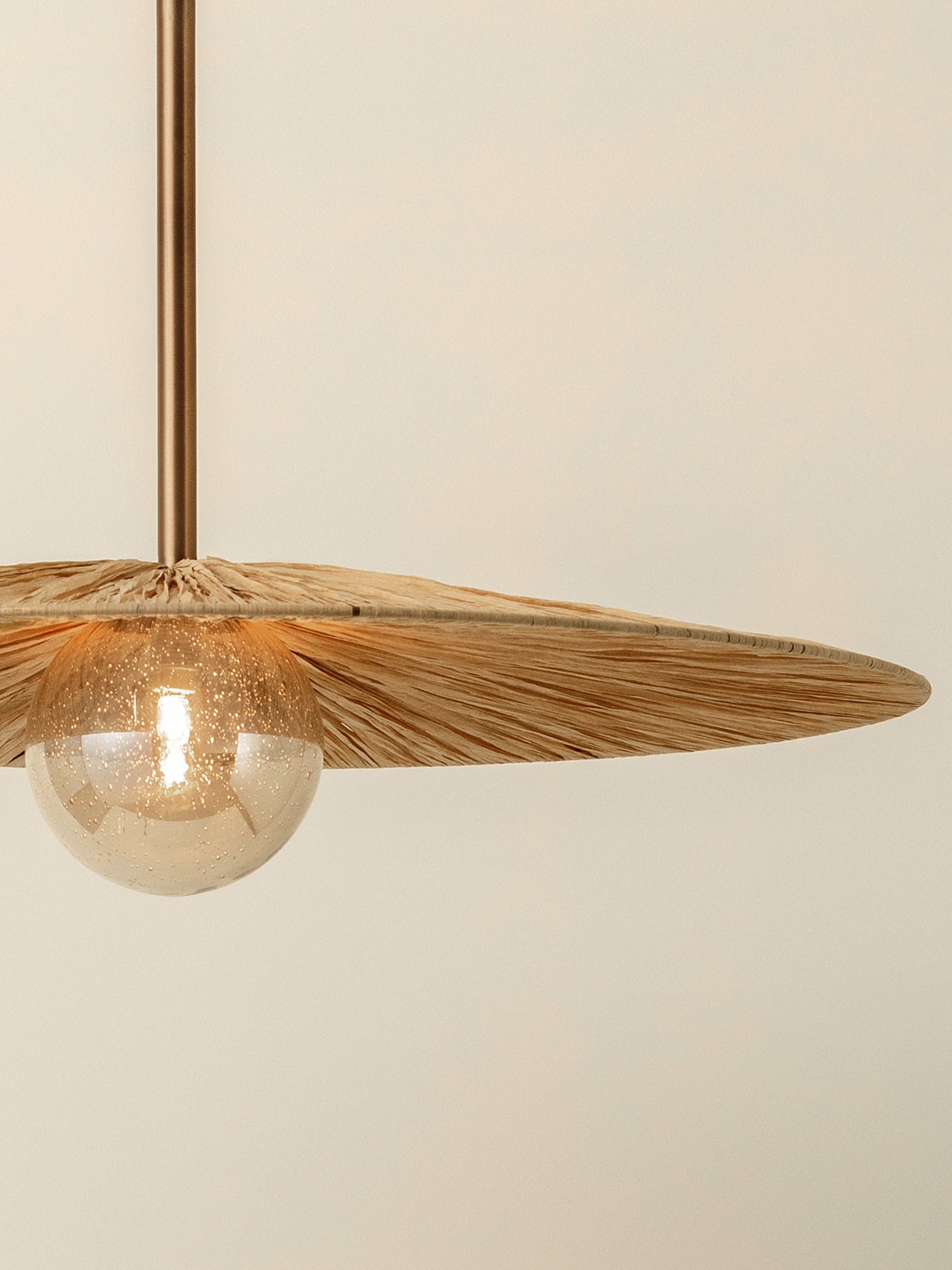 Ridotti - 1 light natural raffia and burnished brass pendant