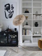 Ridotti - 1 Light Natural Raffia and Burnished Brass Floor Lamp